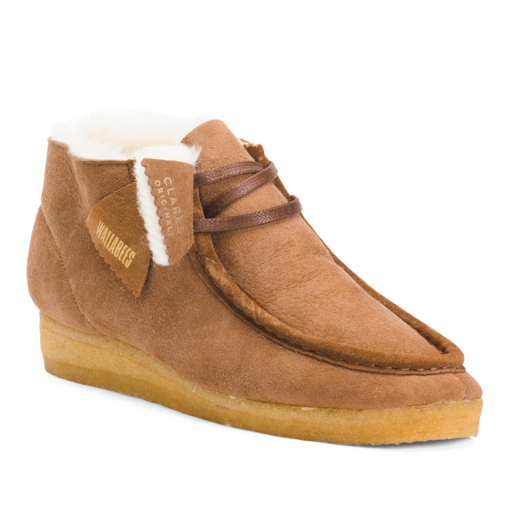 NWT CLARKS ORIGINALS WALLABEE BOOT (WOMEN'S) - TAN WARMLINED LEATHER